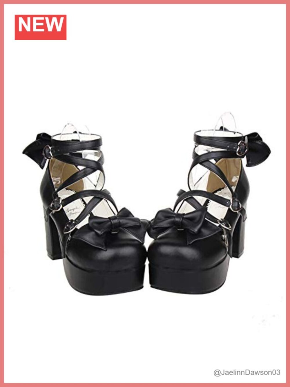 Lolita Mary Jane Platform Heels Criss Cross Ankle Strap Chunky Block Heel Pumps